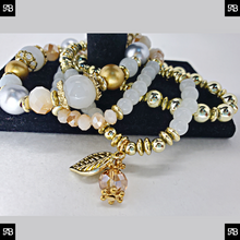 Load image into Gallery viewer, 4 Pc Gold &amp; Cream Leaf Bracelet Set
